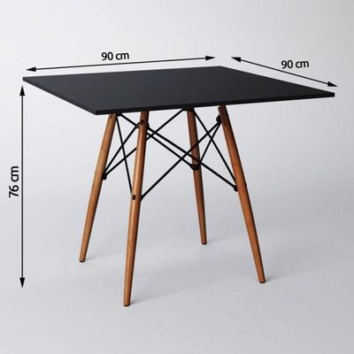 Conjunto De Mesa De Jantar Eames Eiffel Quadrada 90cm