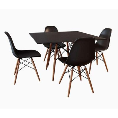 Conjunto De Mesa De Jantar Eames Eiffel Quadrada 90cm