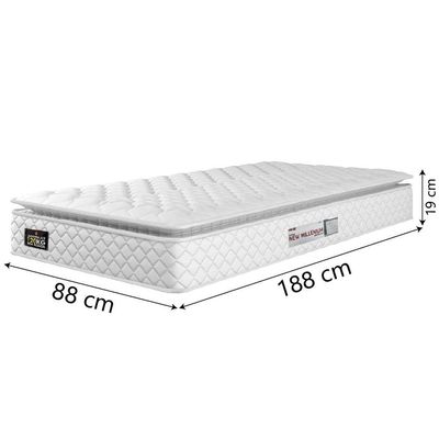 Cama Box Baú Solteiro Colchão Espuma D33 Pillow Top New Millenium 88x188x60cm Branco Hellen