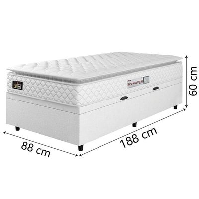 Cama Box Baú Solteiro Colchão Espuma D33 Pillow Top New Millenium 88x188x60cm Branco Hellen