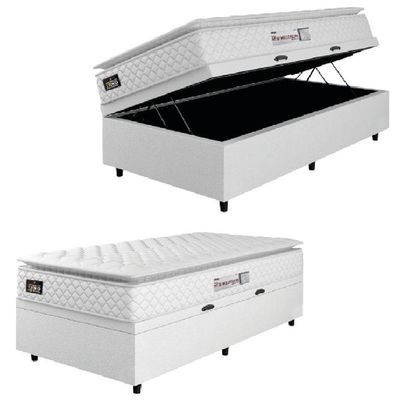 Cama Box Baú Solteiro Colchão Espuma D33 Pillow Top New Millenium 88x188x60cm Branco Hellen