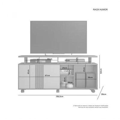 Rack Humor Para Até 56" Jcm Movelaria - Cinamomo/off