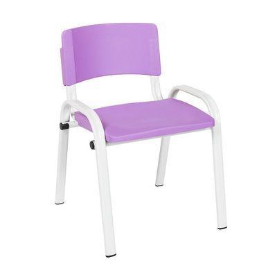 Kit 7 Cadeira Iso Infantil Creche, Escola Base Branco Lilas