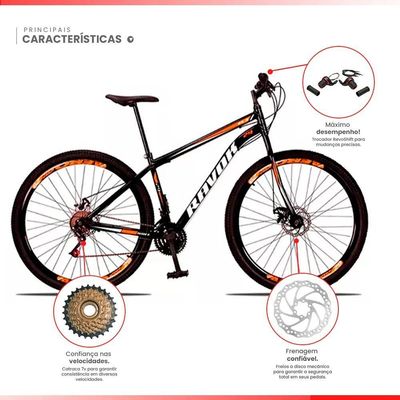 Bicicleta Aro 29 Bike Aço 21 Marchas Velocidades Freio A Disco Cor:laranja