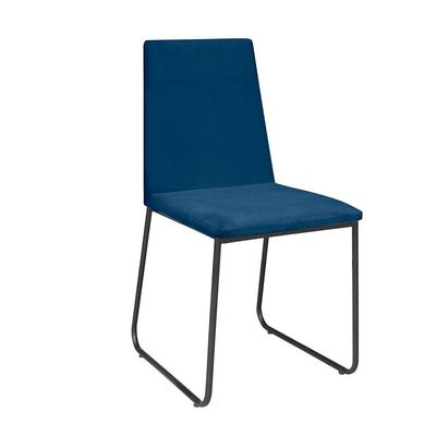 Kit 4 Cadeiras De Jantar Cozinha Industrial Lexa Veludo Élpis Móveis Azul Marinho Preta