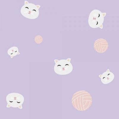 Papel De Parede Infantil Gato E Bola De Lã