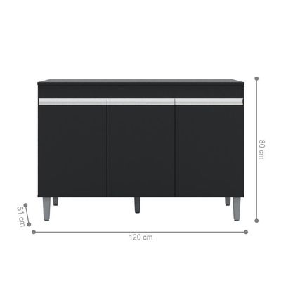 Balcão De Cozinha 3 Portas Northampton Preto