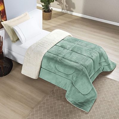 Coberdrom Sherpa E Flannel Everest Solteiro Manta Alta 150g 01 Peça - Alecrim