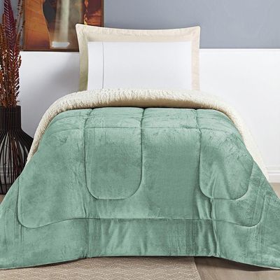 Coberdrom Sherpa E Flannel Everest Solteiro Manta Alta 150g 01 Peça - Alecrim