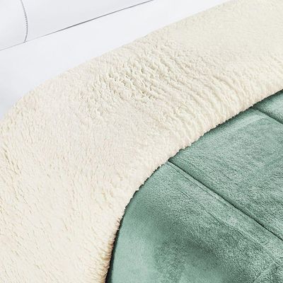 Coberdrom Sherpa E Flannel Everest Queen Manta Alta 150g 01 Peça - Alecrim