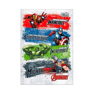Caderno Tilibra Brochura Capa Dura 1/4 Avengers 80 Folhas Capas Diversas - Item Sortido