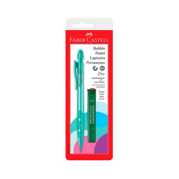 Lapiseira Faber-Castell Bubble Verde Pastel Color 0.5mm com Mina Refil 0.5mm