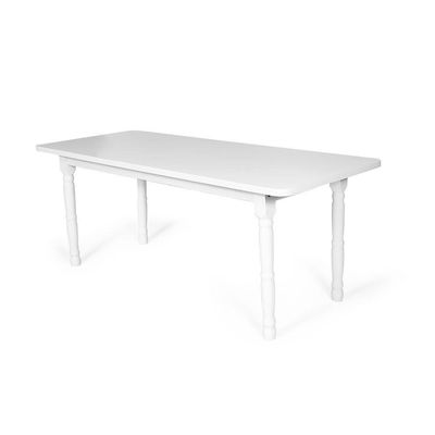 Mesa Retangular 8 Lugares De Madeira 200x80cm Itália Branca
