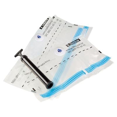 Kit De Saco A Vácuo Organizador 8 Médios 45x65cm Transparente Vac Bag Ordene + 2 Bomba De Ar
