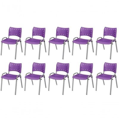Cadeira Iso Base Cinza, Igreja, Escola, Escritório -violeta Kit 10 Peças