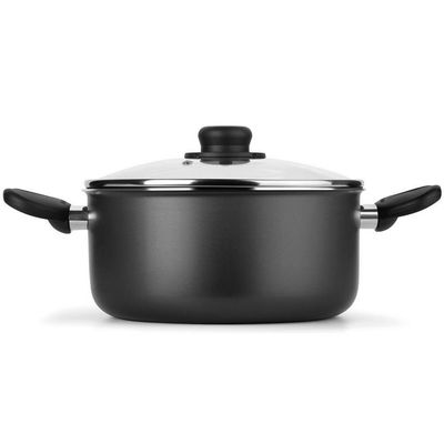 Caçarola Multiflon Gourmet em Alumínio com Revestimento Antiaderente 7 Camadas, Tampa de Vidro com Saída de Vapor e Alças em Baquelite Grafite