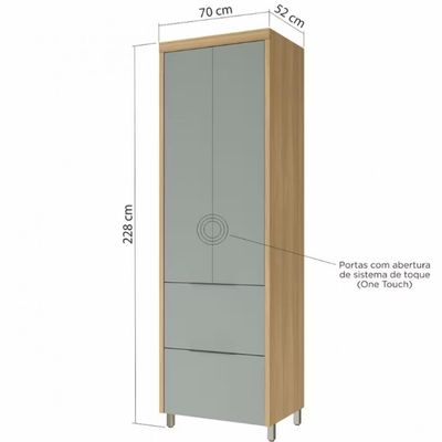 1 Paneleiro Nesher Marquesa em MDF 15mm com 2 Portas, 2 Gavetas e 3 Prateleiras - 70cm de largura Nature com Verde