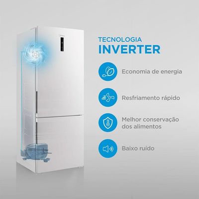 Geladeira Midea Inverse Frost Free Inverter Branca 416L Bivolt MDRB593FGD013