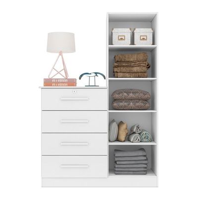 Cômoda Samira Branco Com Espelho 4 Gavetas