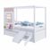 Cama Casinha Gavetas Escorregador Madeira Branco-Rosa
