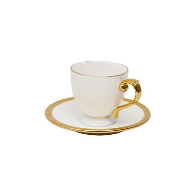 Jogo de 6 xícaras para café em porcelana Wolff Paddy 18055 branca e dourado 90ml