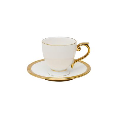 Jogo de 6 xícaras para café em porcelana Wolff Paddy 18055 branca e dourado 90ml