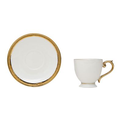 Jogo de 6 xícaras para café em porcelana Wolff Paddy 18055 branca e dourado 90ml