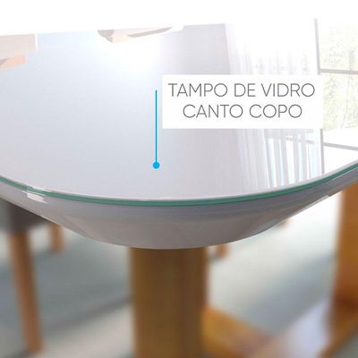Conjunto Sala De Jantar 4 Lugares Mesa Lisy E Cadeiras Móveis Mix Off White/azul Turquesa Escuro