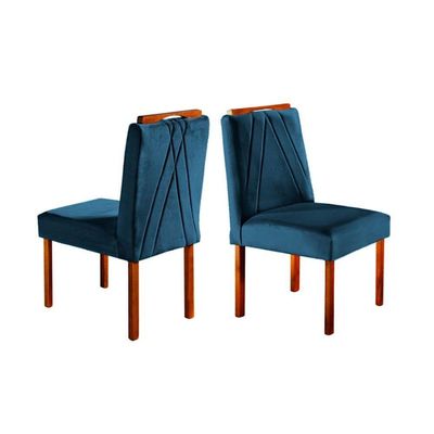 Conjunto Sala De Jantar 4 Lugares Mesa Lisy E Cadeiras Móveis Mix Off White/azul Turquesa Escuro