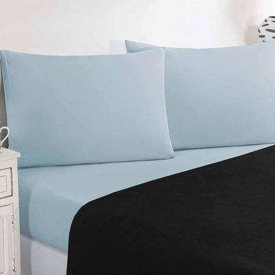 Jogo De Cama Malha Lençol 100% Algodão Gran Moratta 4 Peças King - Preto-azul Bebê