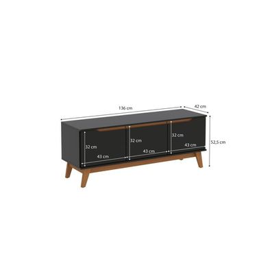 Rack Kappesberg 3 Portas Preto Fosco 136cm
