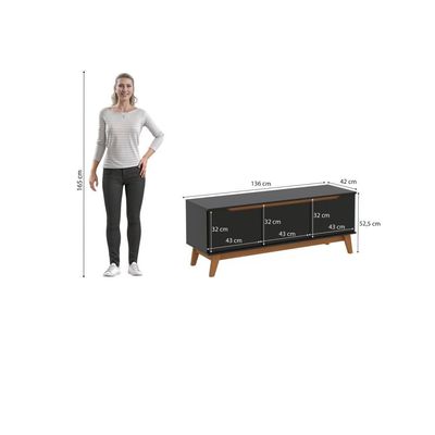 Rack Kappesberg 3 Portas Preto Fosco 136cm