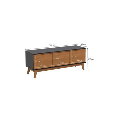 Rack Kappesberg 3 Portas Preto Fosco/canela 136cm