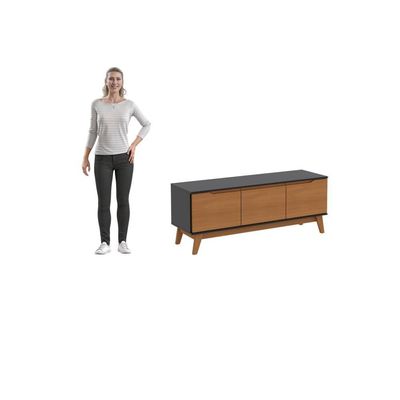 Rack Kappesberg 3 Portas Preto Fosco/canela 136cm