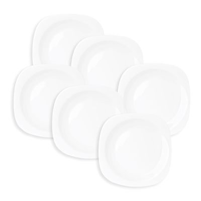 Kit 6 Pratos de Vidro Raso Quadrado 27cm Plaza Opaline Duralex