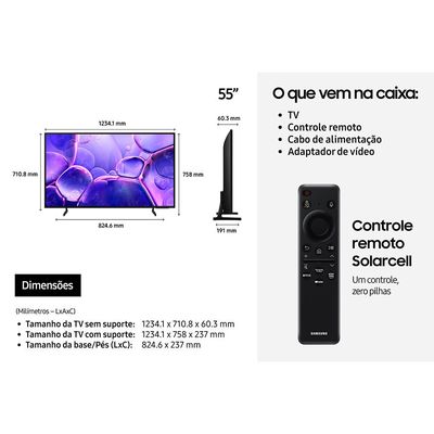Smart TV 55 Polegadas U8600F 2025 Crystal UHD 4K Samsung UN55U8600FGXZD Preto / Bivolt