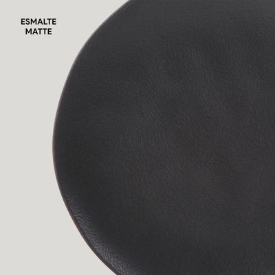 Prato Raso 26,5cm Cerâmica Orgânico Preto Matte Avulso Mesa Posta Jantar Porto Brasil