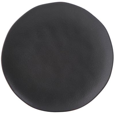 Prato Raso 26,5cm Cerâmica Orgânico Preto Matte Avulso Mesa Posta Jantar Porto Brasil