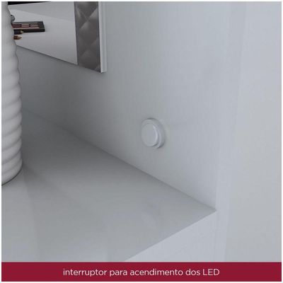 Penteadeira 1Porta 4Gavetas Espelho E Led Charme Henn Branco