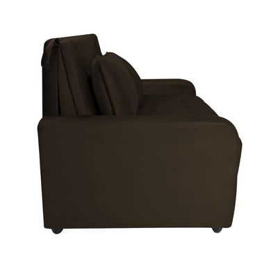 Sofá Cama Para Sala De Estar Amora New Suede - Marrom Marrom