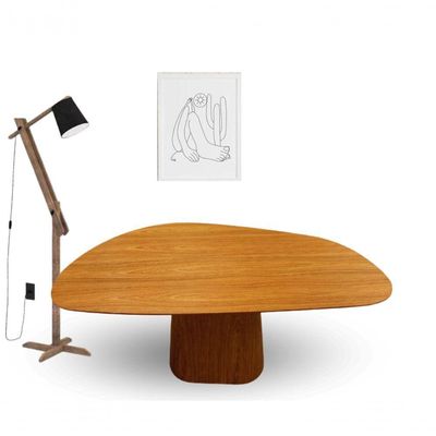 Mesa De Jantar Modelar Orgânica Bumerangue Em Freijo 1.20x80cm