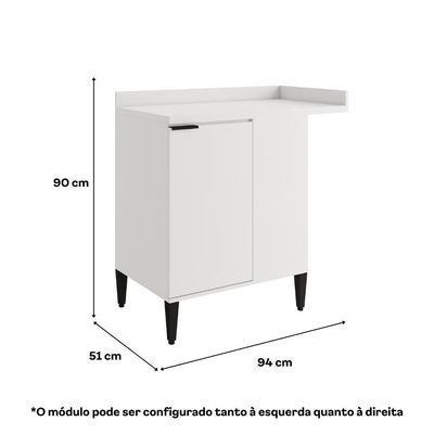 Balcão De Cozinha Canto Miami 1 Porta Com Tampo Carraro Branco