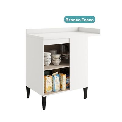 Balcão De Cozinha Canto Miami 1 Porta Com Tampo Carraro Branco