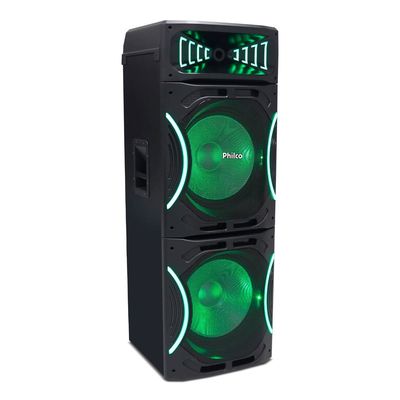 Torre de Som Amplificada Philco PCX3500 com Bluetooth, Rádio FM, Função Ex Bass e Flash Light - 3500W Preto / Bivolt