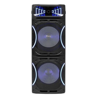 Torre de Som Amplificada Philco PCX3500 com Bluetooth, Rádio FM, Função Ex Bass e Flash Light - 3500W Preto / Bivolt