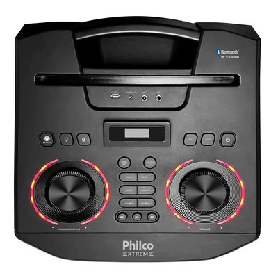 Torre de Som Amplificada Philco PCX3500 com Bluetooth, Rádio FM, Função Ex Bass e Flash Light - 3500W Preto / Bivolt