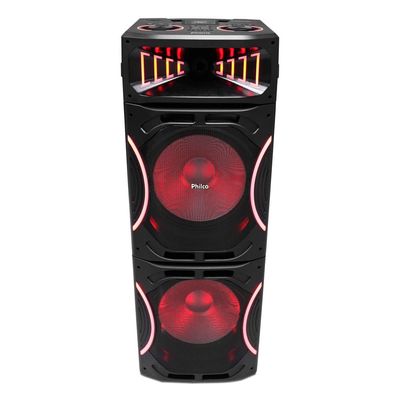 Torre de Som Amplificada Philco PCX3500 com Bluetooth, Rádio FM, Função Ex Bass e Flash Light - 3500W Preto / Bivolt