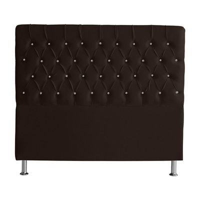 Cabeceira De Cama Box Estrela Queen 160 Cm Suede Botão Cristal Marrom Do Lar Móveis E Decoração