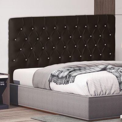 Cabeceira De Cama Box Estrela Queen 160 Cm Suede Botão Cristal Marrom Do Lar Móveis E Decoração