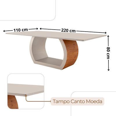 Sala De Jantar Mesa Ellis Com 8 Cadeiras Eva Premium Turim 07 Off White Imbuia Nat